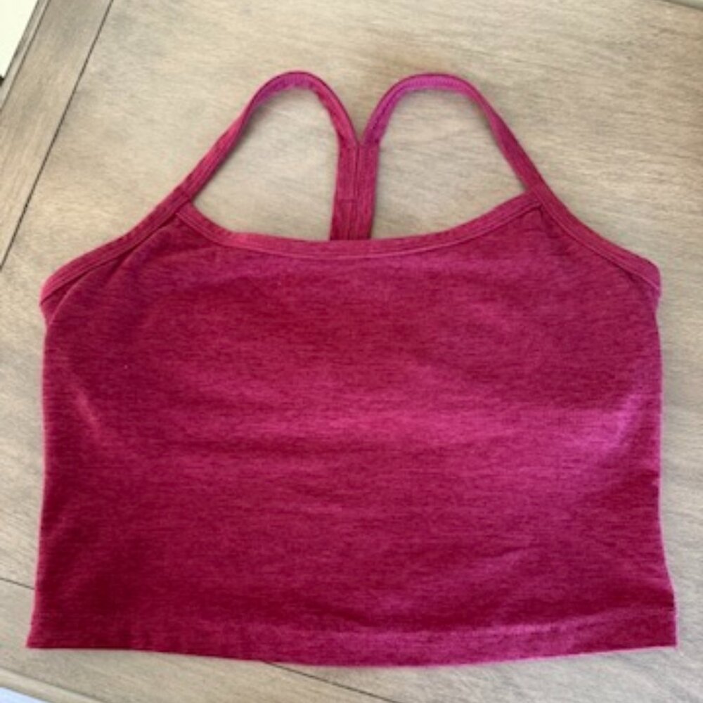 Beyond Yoga Slim Raceback Sangria Cropped Tank Small